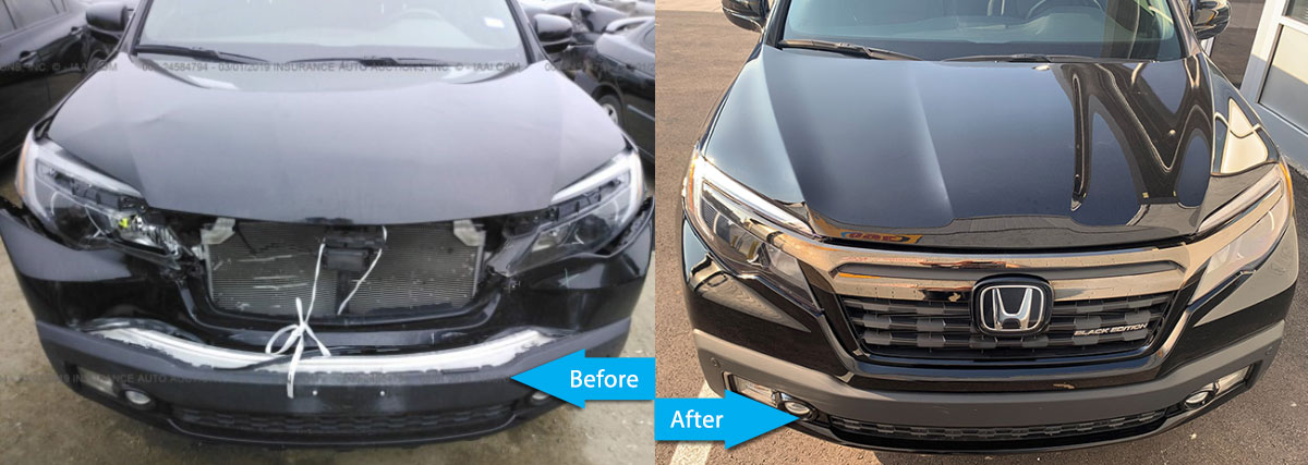 Honda Ridgeline Black before and after repair