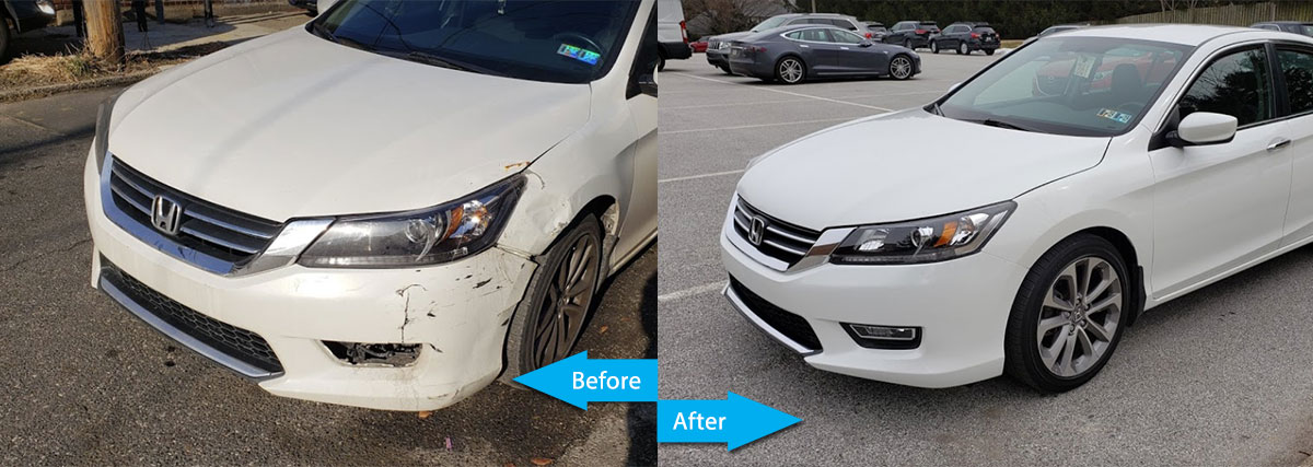 Honda white before and after repair